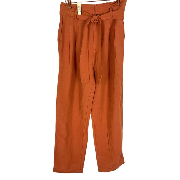 Madewell Women's Drapey Paperbag Pants in Rusty or Burnt Orange NWT Size 0 - Picture 2 of 9